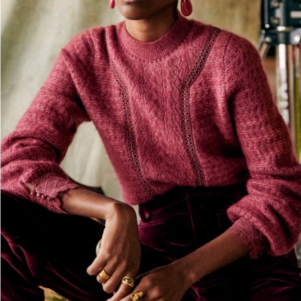 Sezane Cheryl Jumper Sweater in Rosewood Kid Mohair Wool